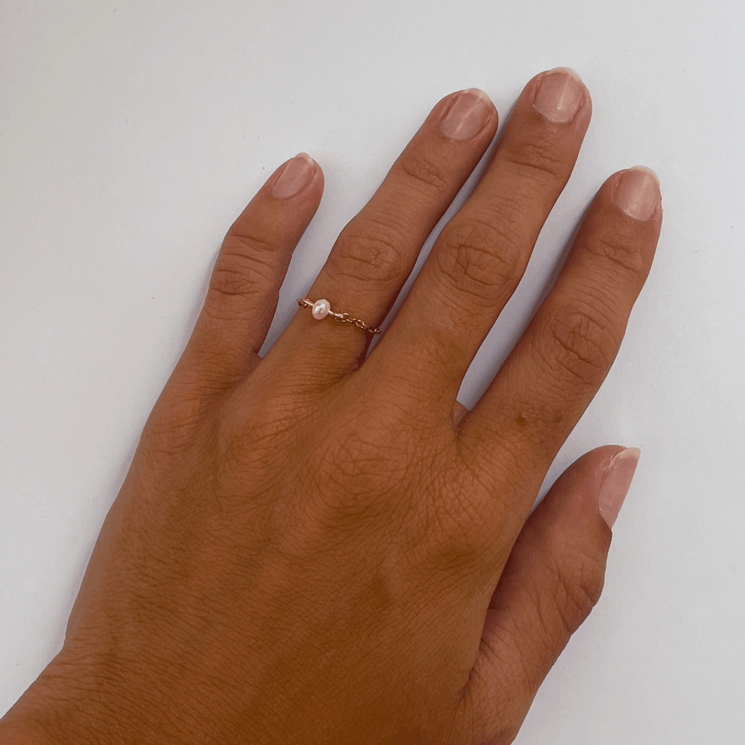 Bague chaine perles d'eau douce - vue 2