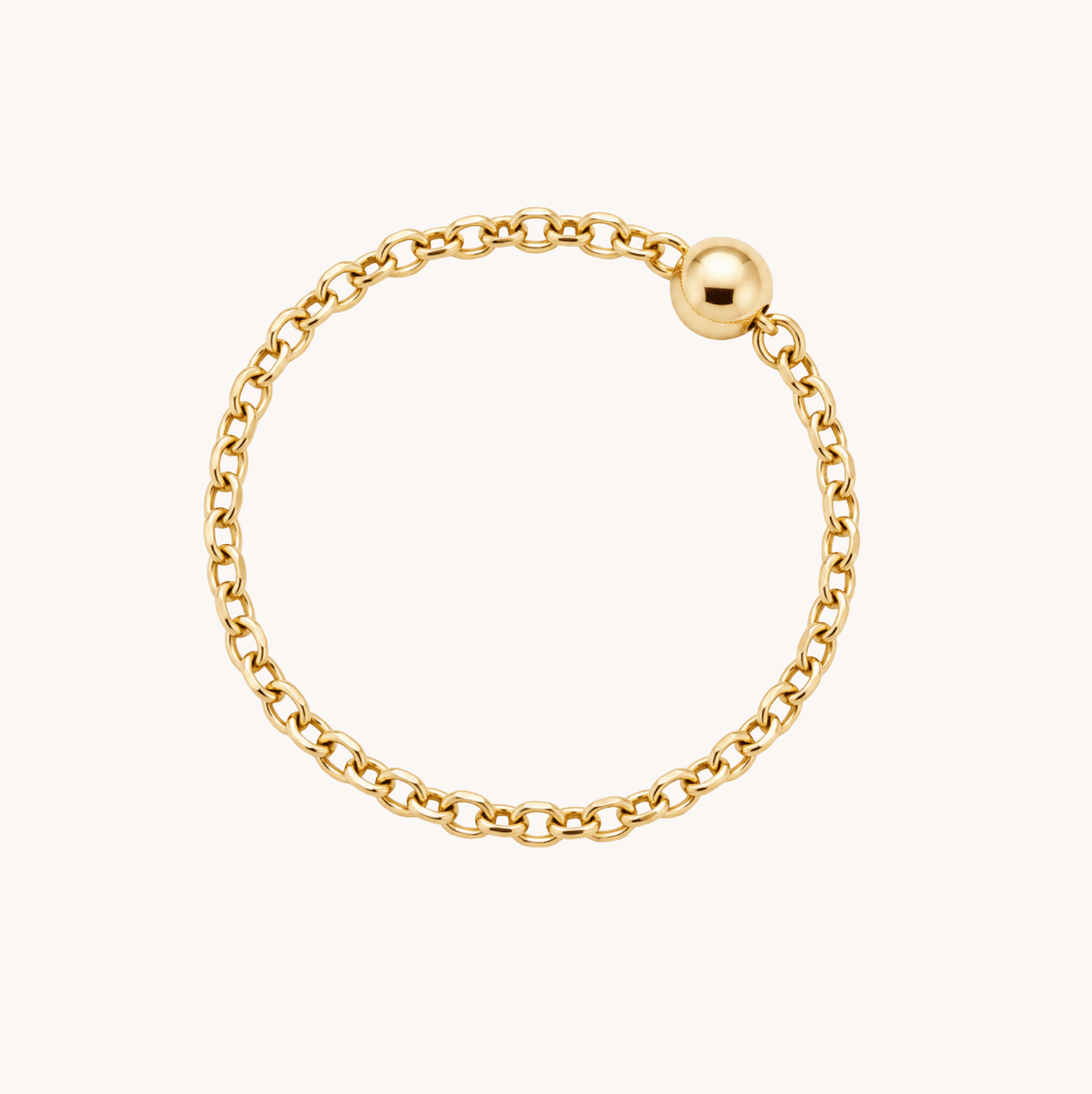 Bague chaine perles doré