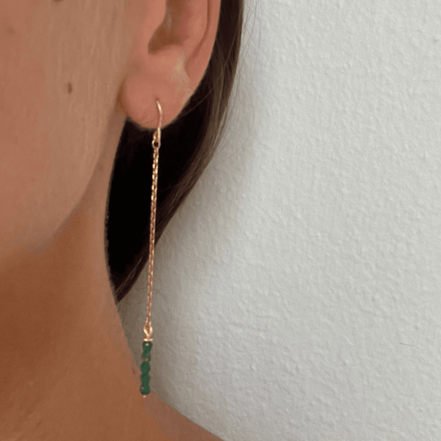 Boucles d'oreilles perles vertes - vue 2